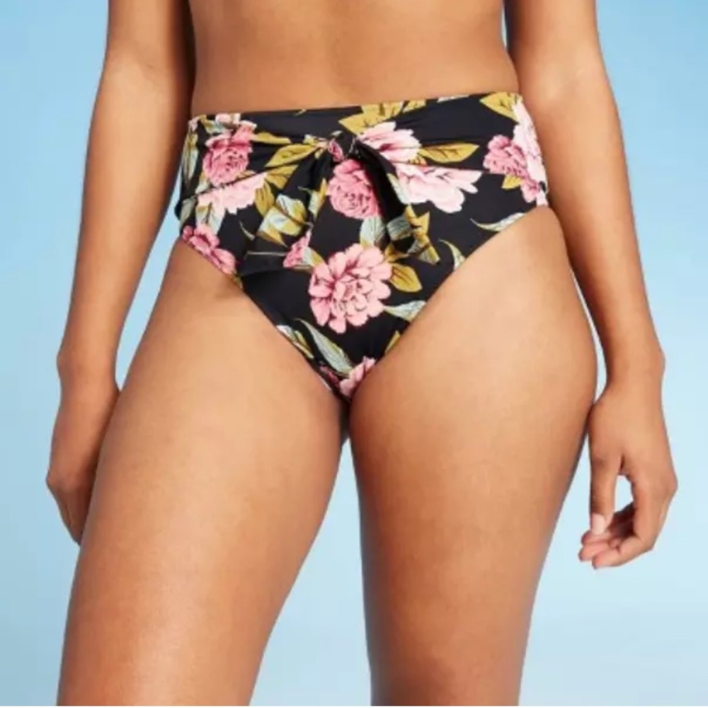 Shade & Shore High Waist Scarf Tie Bikini Bottom S
